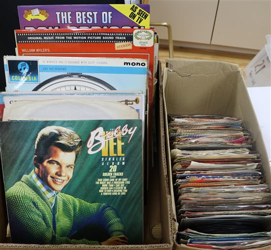 A collection of Lps and 45s